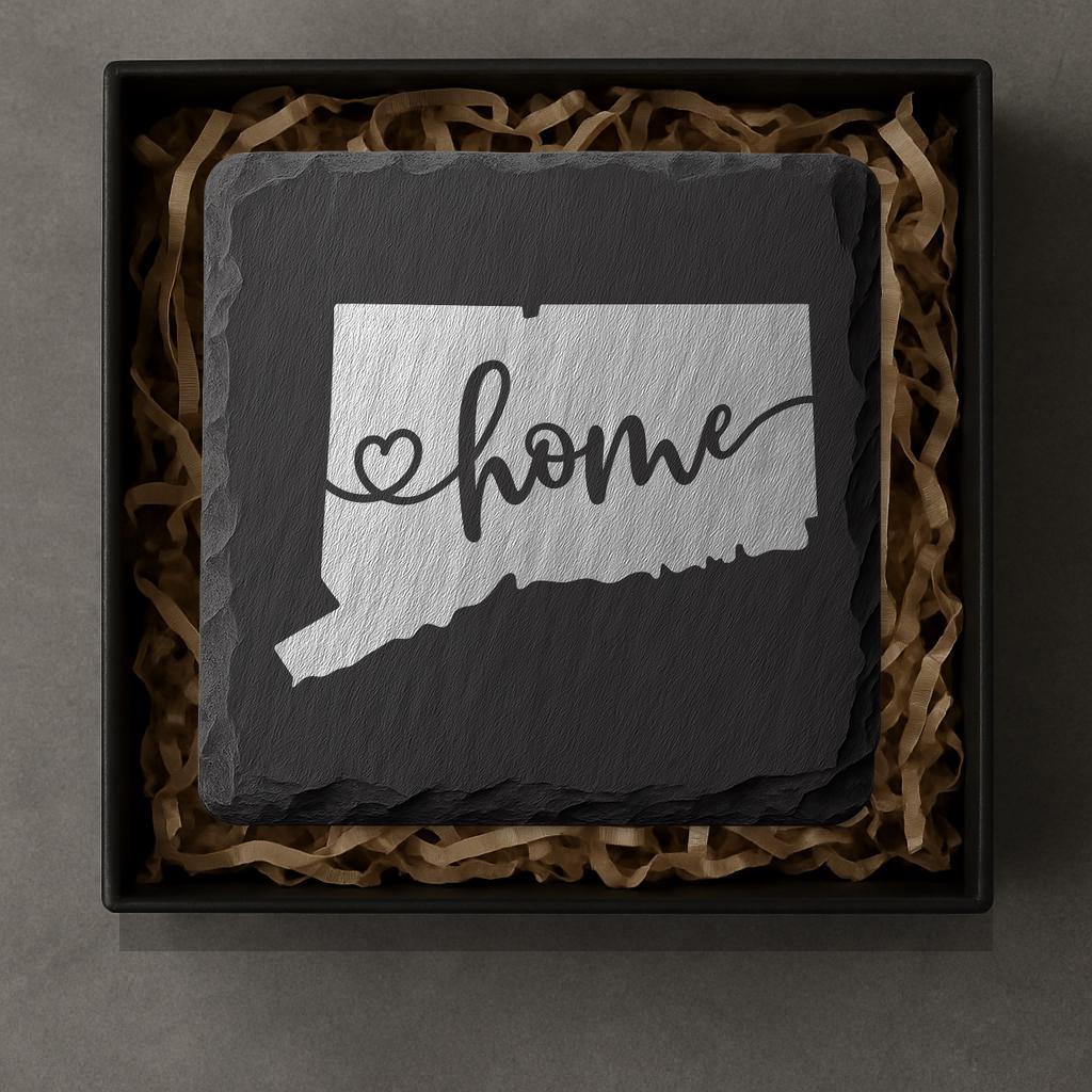 Connecticut Slate Coasters 4x4 Laser Engraved Stone Drink Coasters Connecticut Home Décor Constitution State Established 1788 Gift