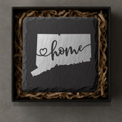 Connecticut Slate Coasters 4x4 Laser Engraved Stone Drink Coasters Connecticut Home Décor Constitution State Established 1788 Gift