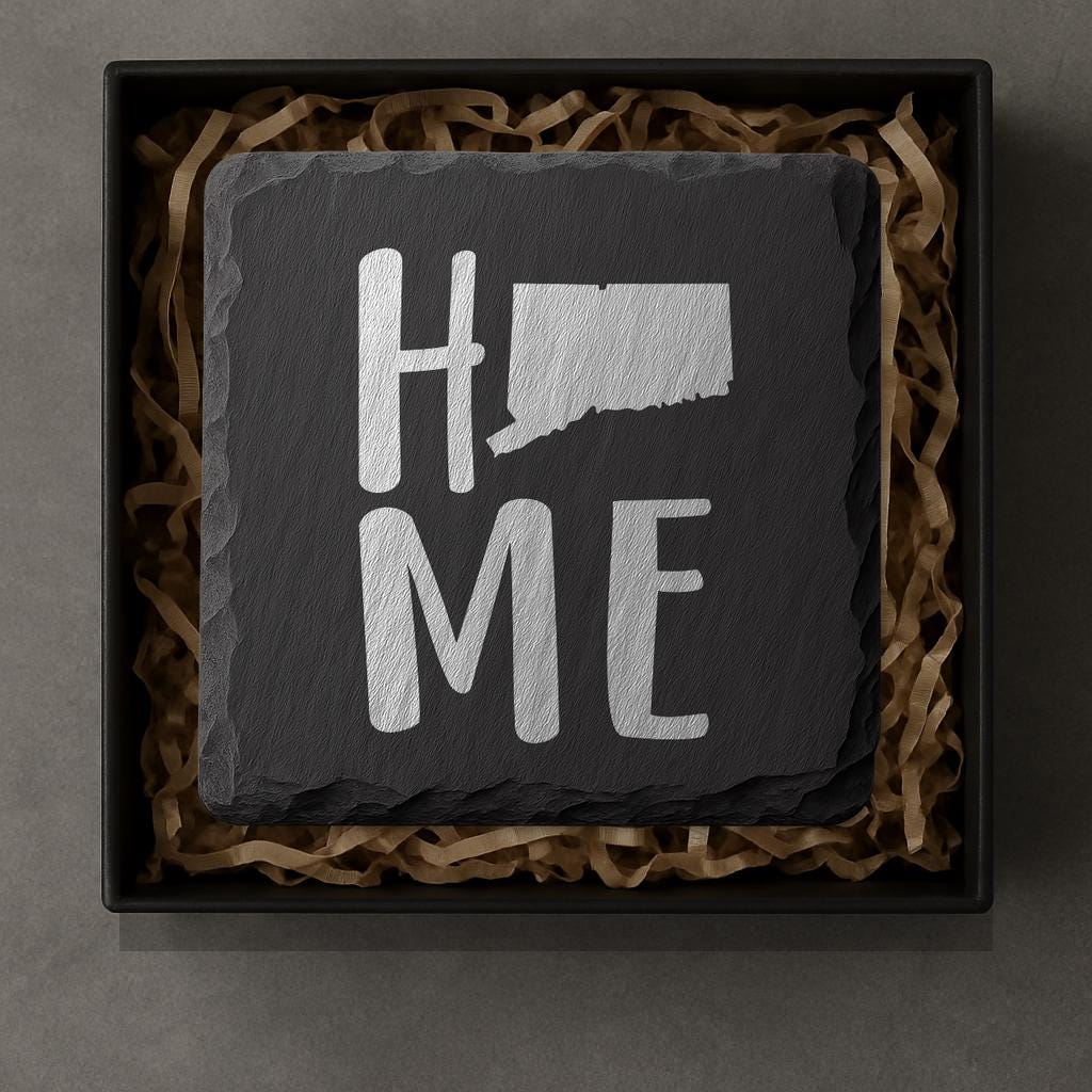 Connecticut Slate Coasters 4x4 Laser Engraved Stone Drink Coasters Connecticut Home Décor Constitution State Established 1788 Gift