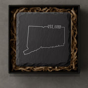 Connecticut Slate Coasters 4x4 Laser Engraved Stone Drink Coasters Connecticut Home Décor Constitution State Established 1788 Gift