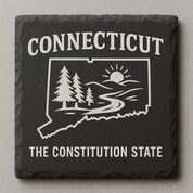Connecticut Slate Coasters 4x4 Laser Engraved Stone Drink Coasters Connecticut Home Décor Constitution State Established 1788 Gift