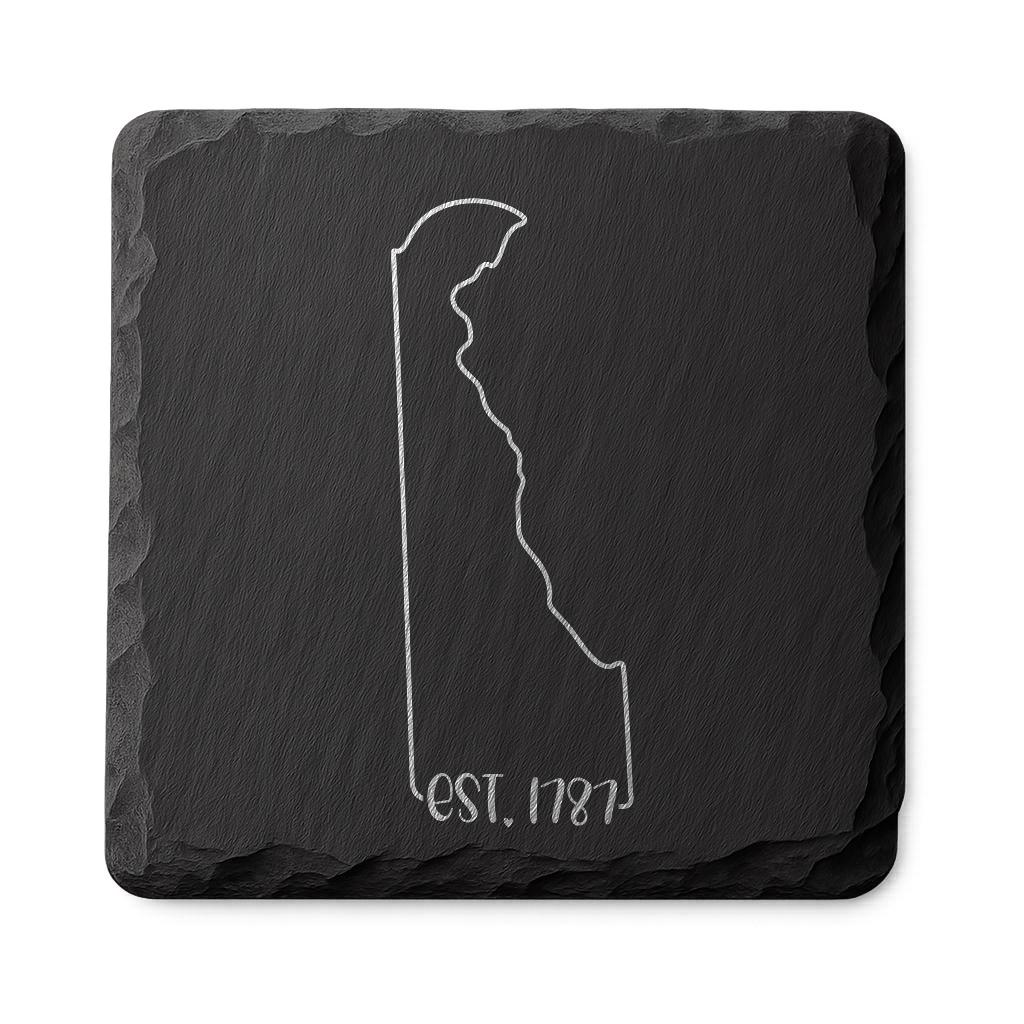Delaware Slate Coasters 4x4 Laser Engraved Stone Drink Coasters Delaware Home Décor First State Established 1787 Gift