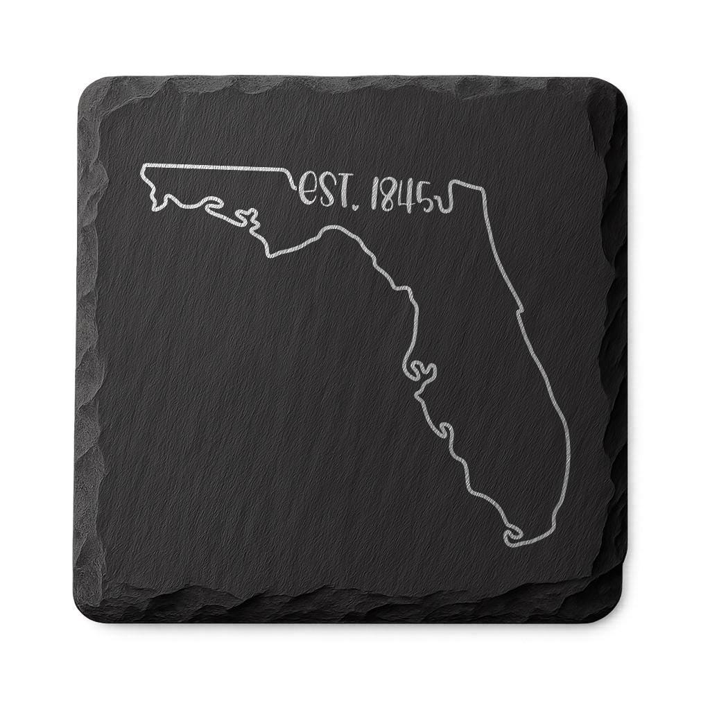 Florida Slate Coasters 4x4 Laser Engraved Stone Drink Coasters Florida Home Décor Sunshine State Established 1845 Gift