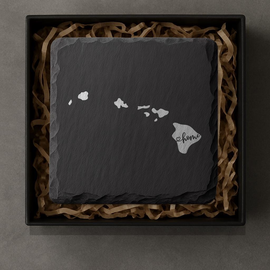 Hawaii Slate Coasters 4x4 Laser Engraved Stone Drink Coasters Hawaii Home Decor Aloha State Established 1959 Gift