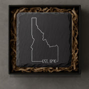 Idaho Slate Coasters 4x4 Laser Engraved Stone Drink Coasters Idaho Home Decor Gem State Established 1890 Gift
