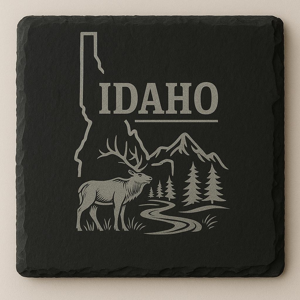 Idaho Slate Coasters 4x4 Laser Engraved Stone Drink Coasters Idaho Home Decor Gem State Established 1890 Gift