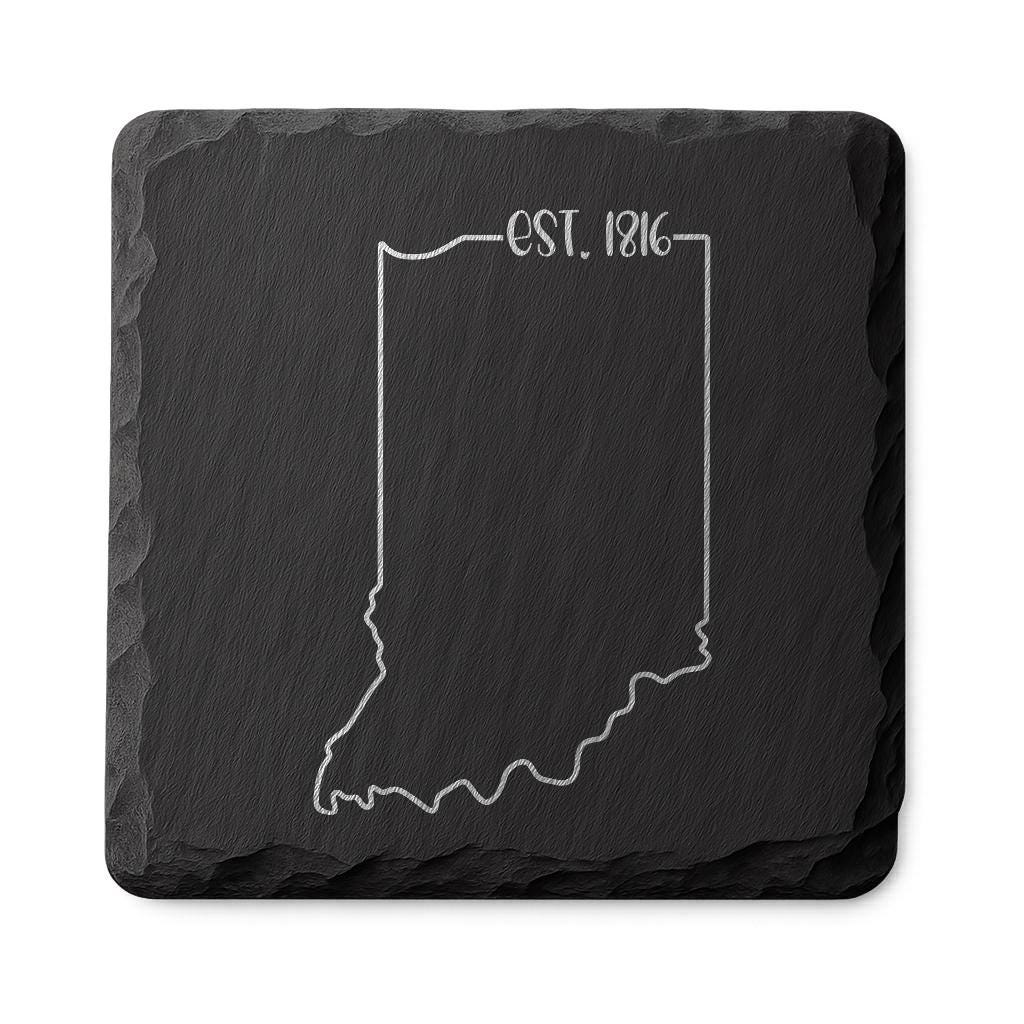 Indiana Slate Coasters 4x4 Laser Engraved Stone Drink Coasters Indiana Home Decor Hoosier State Established 1816 Gift