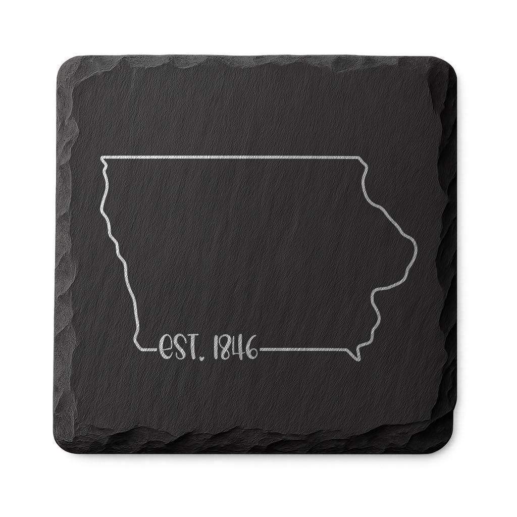 Iowa Slate Coasters 4x4 Laser Engraved Stone Drink Coasters Iowa Home Decor Hawkeye State Established 1846 Gift