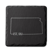 Kansas Slate Coasters 4x4 Laser Engraved Stone Drink Coasters Kansas Home Décor Sunflower State Established 1861 Gift