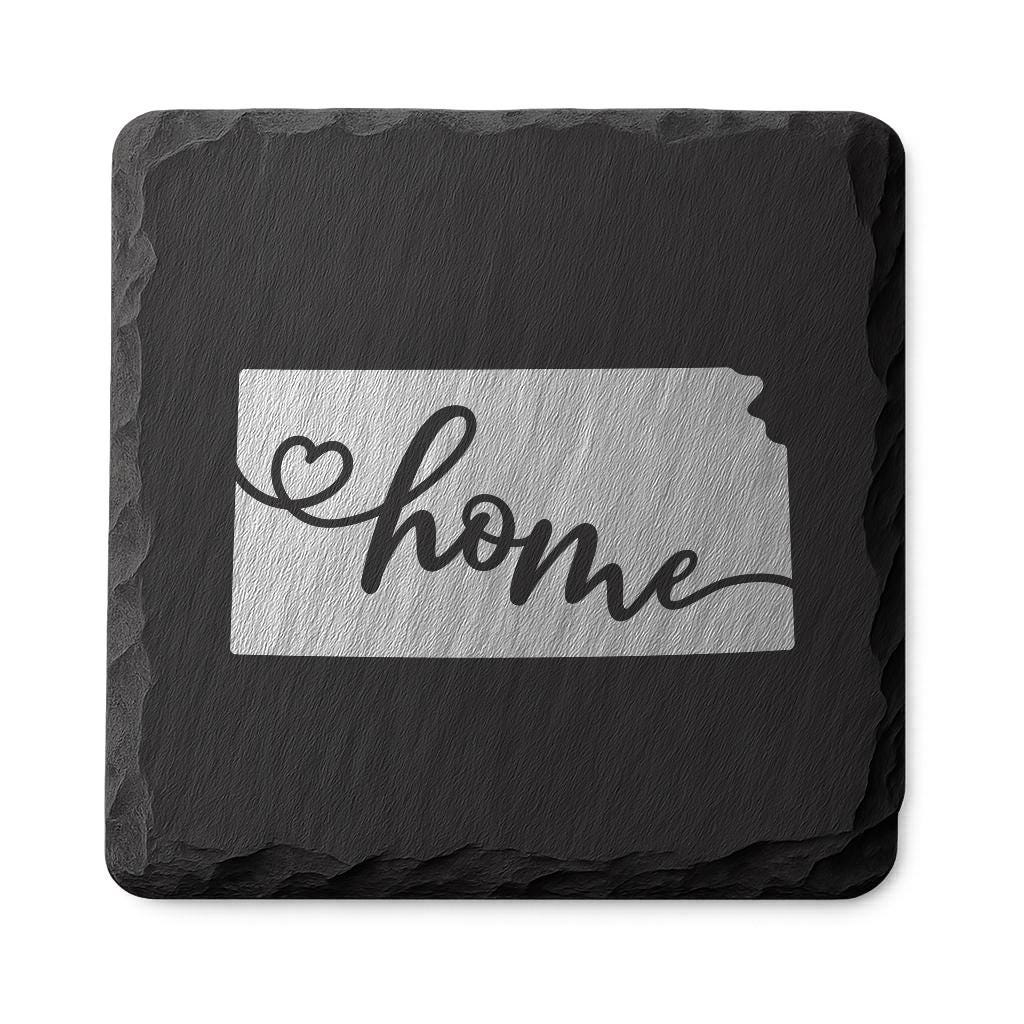 Kansas Slate Coasters 4x4 Laser Engraved Stone Drink Coasters Kansas Home Décor Sunflower State Established 1861 Gift