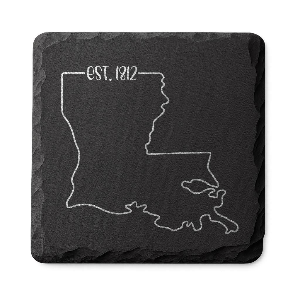 Louisiana Slate Coasters 4x4 Laser Engraved Stone Drink Coasters Louisiana Home Décor Pelican State Established 1812 Gift