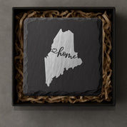 Maine Slate Coasters 4x4 Laser Engraved Stone Drink Coasters Maine Home Décor Pine Tree State Established 1820 Gift