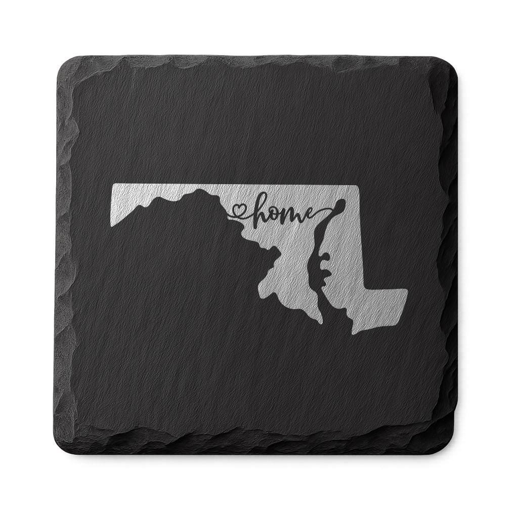 Maryland Slate Coasters 4x4 Laser Engraved Stone Drink Coasters Maryland Home Décor Old Line State Established 1788 Gift
