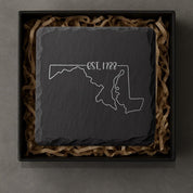 Maryland Slate Coasters 4x4 Laser Engraved Stone Drink Coasters Maryland Home Décor Old Line State Established 1788 Gift