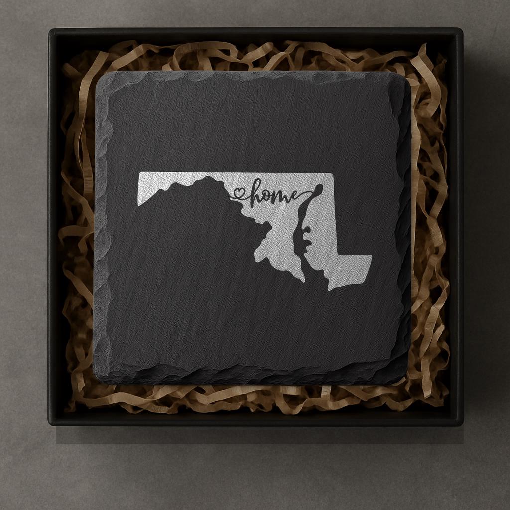 Maryland Slate Coasters 4x4 Laser Engraved Stone Drink Coasters Maryland Home Décor Old Line State Established 1788 Gift