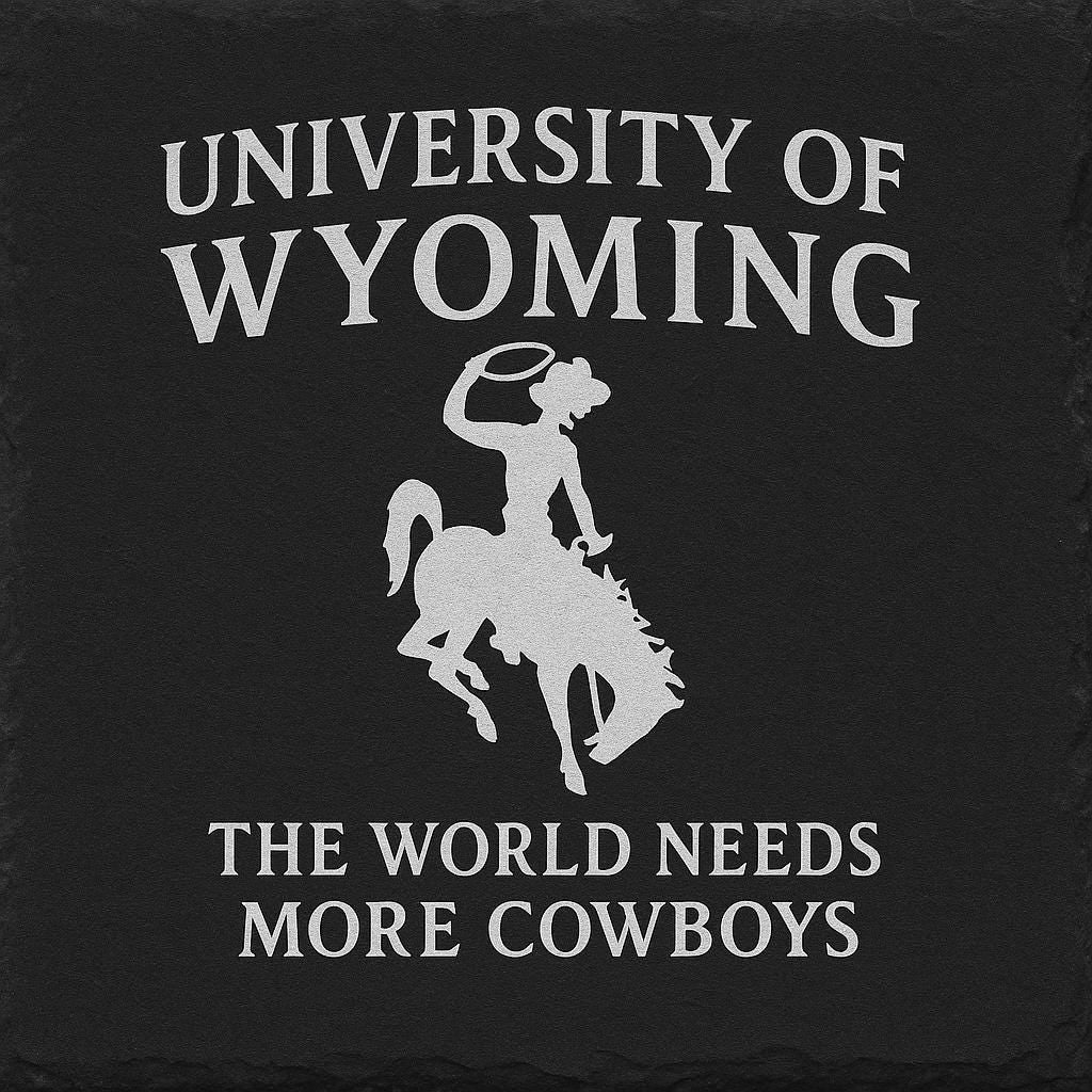 University of Wyoming Slate Coaster – "The World Needs More Cowboys" | Laser Engraved | Rustic Cowboy Gift - UW
