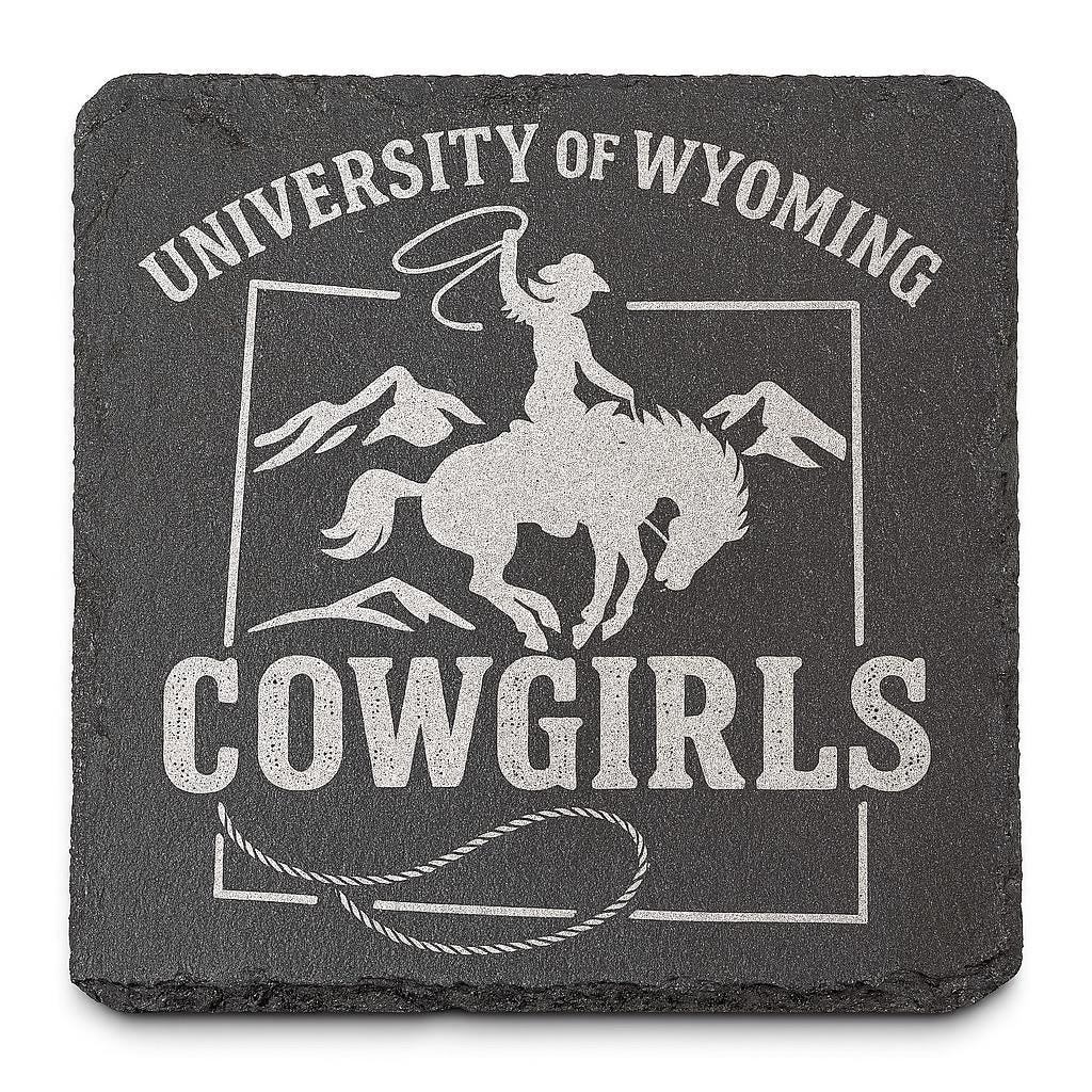 University of Wyoming Slate Coaster – "The World Needs More Cowboys" | Laser Engraved | Rustic Cowboy Gift - UW