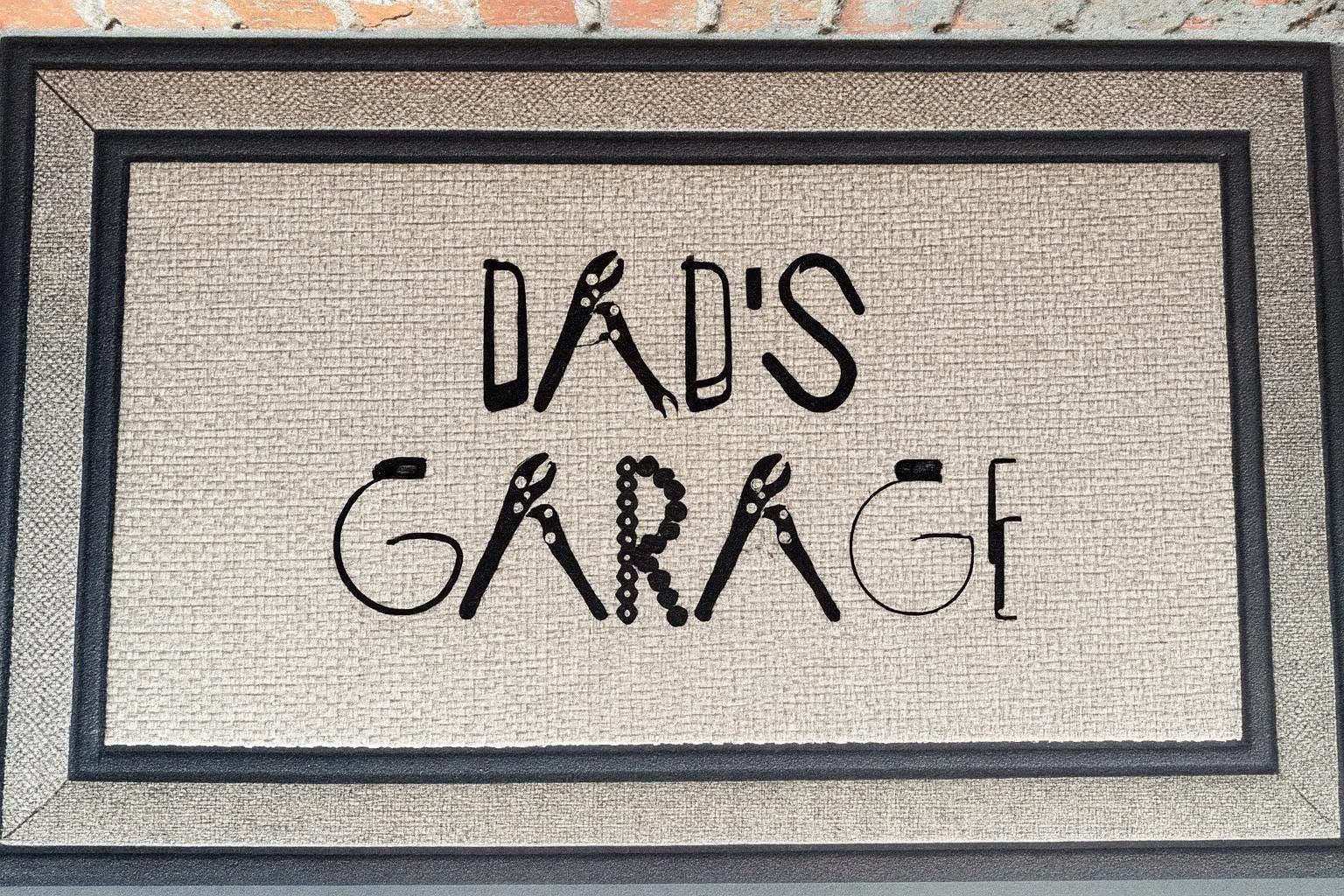 Dad's Garage Tool's Door Mat Front Door Mat - Garage Gift Idea - Fathers Day - Dads Birthday