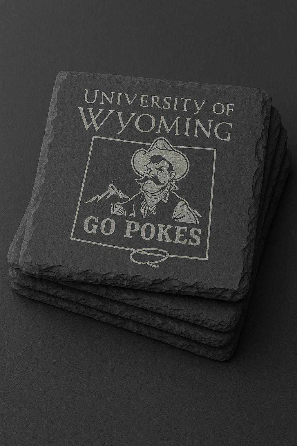 University of Wyoming Slate Coaster – "The World Needs More Cowboys" | Laser Engraved | Rustic Cowboy Gift - UW