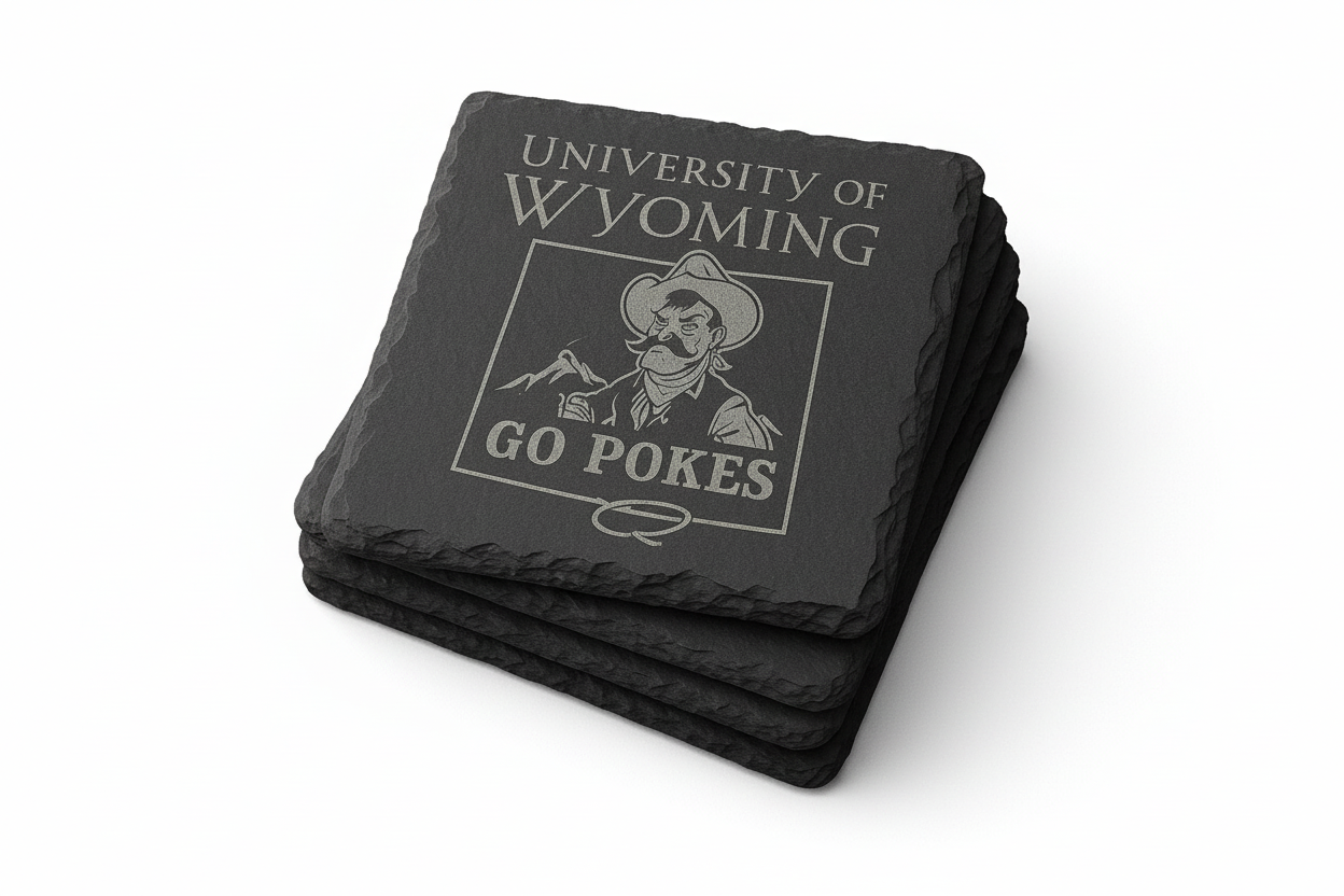University of Wyoming Slate Coaster – "The World Needs More Cowboys" | Laser Engraved | Rustic Cowboy Gift - UW