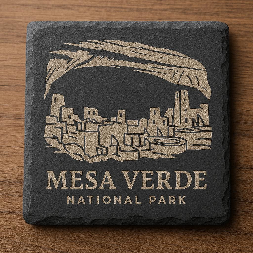 Mesa Verde National Park Slate Coaster – Natural Stone Drink Coaster  | Rustic Home Decor | Gift for National Parks