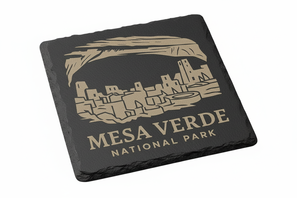 Mesa Verde National Park Slate Coaster – Natural Stone Drink Coaster  | Rustic Home Decor | Gift for National Parks