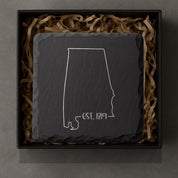 Alabama Slate Coasters 4x4 Laser Engraved Stone Drink Coasters Alabama Home Decor Heart of Dixie Established 1819 Gift