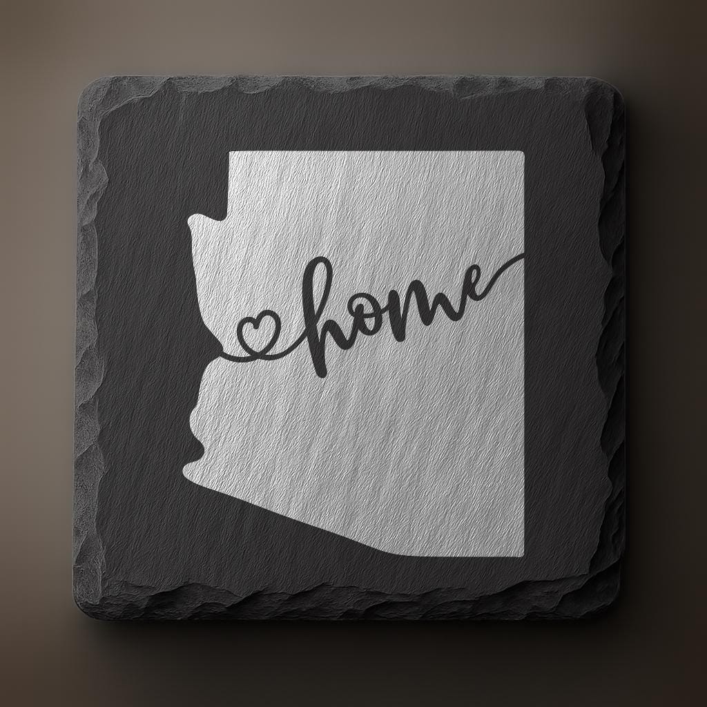 Arizona Slate Coasters 4x4 Laser Engraved Stone Drink Coasters Arizona Home Décor Grand Canyon State Established 1912 Gift
