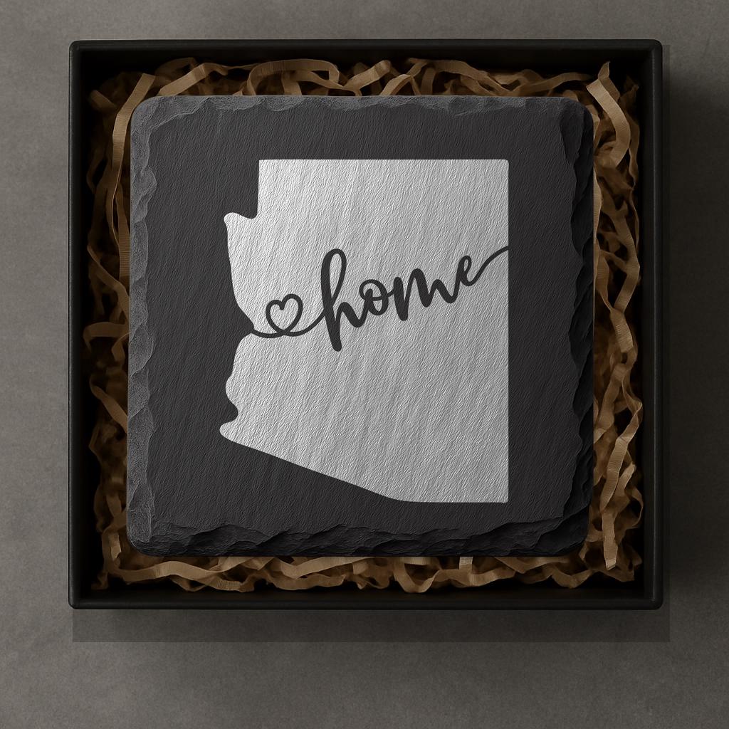 Arizona Slate Coasters 4x4 Laser Engraved Stone Drink Coasters Arizona Home Décor Grand Canyon State Established 1912 Gift