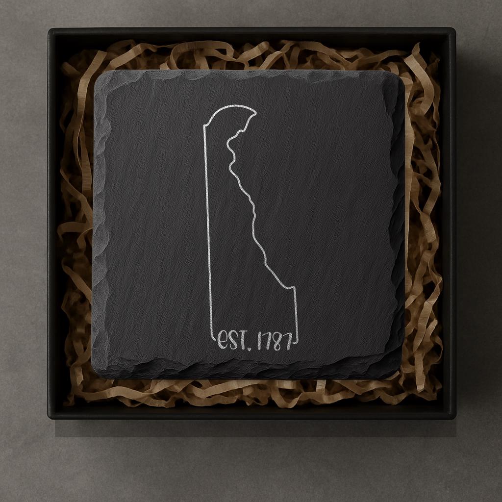 Delaware Slate Coasters 4x4 Laser Engraved Stone Drink Coasters Delaware Home Décor First State Established 1787 Gift