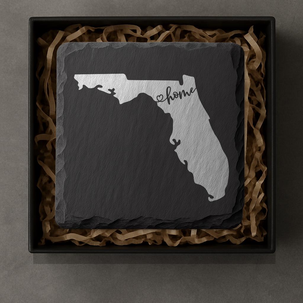 Florida Slate Coasters 4x4 Laser Engraved Stone Drink Coasters Florida Home Décor Sunshine State Established 1845 Gift