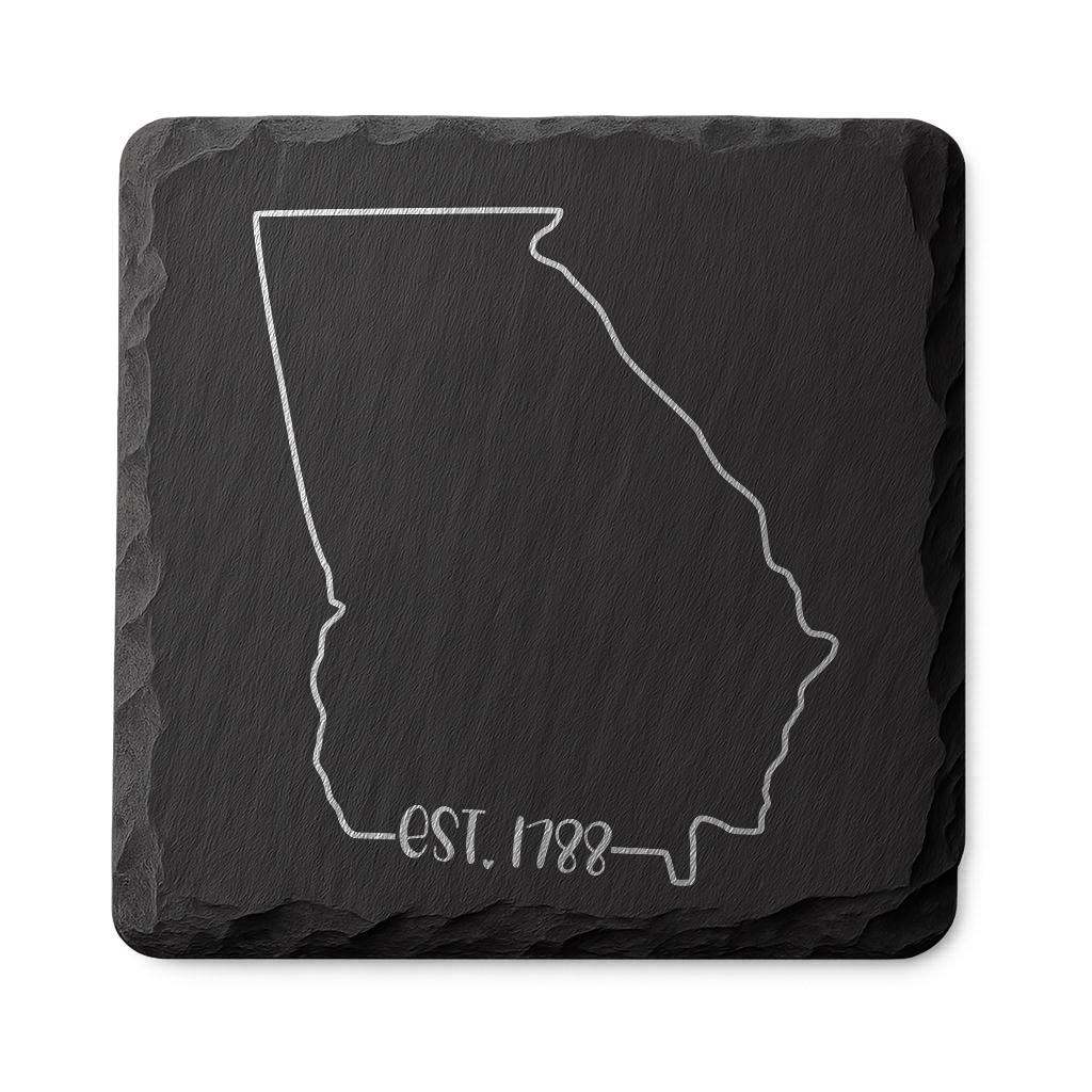 Georgia Slate Coasters 4x4 Laser Engraved Stone Drink Coasters Georgia Home Décor Peach State Established 1788 Gift