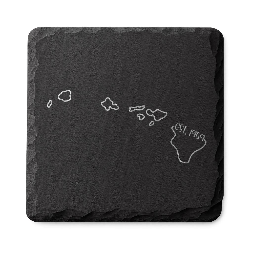 Hawaii Slate Coasters 4x4 Laser Engraved Stone Drink Coasters Hawaii Home Decor Aloha State Established 1959 Gift