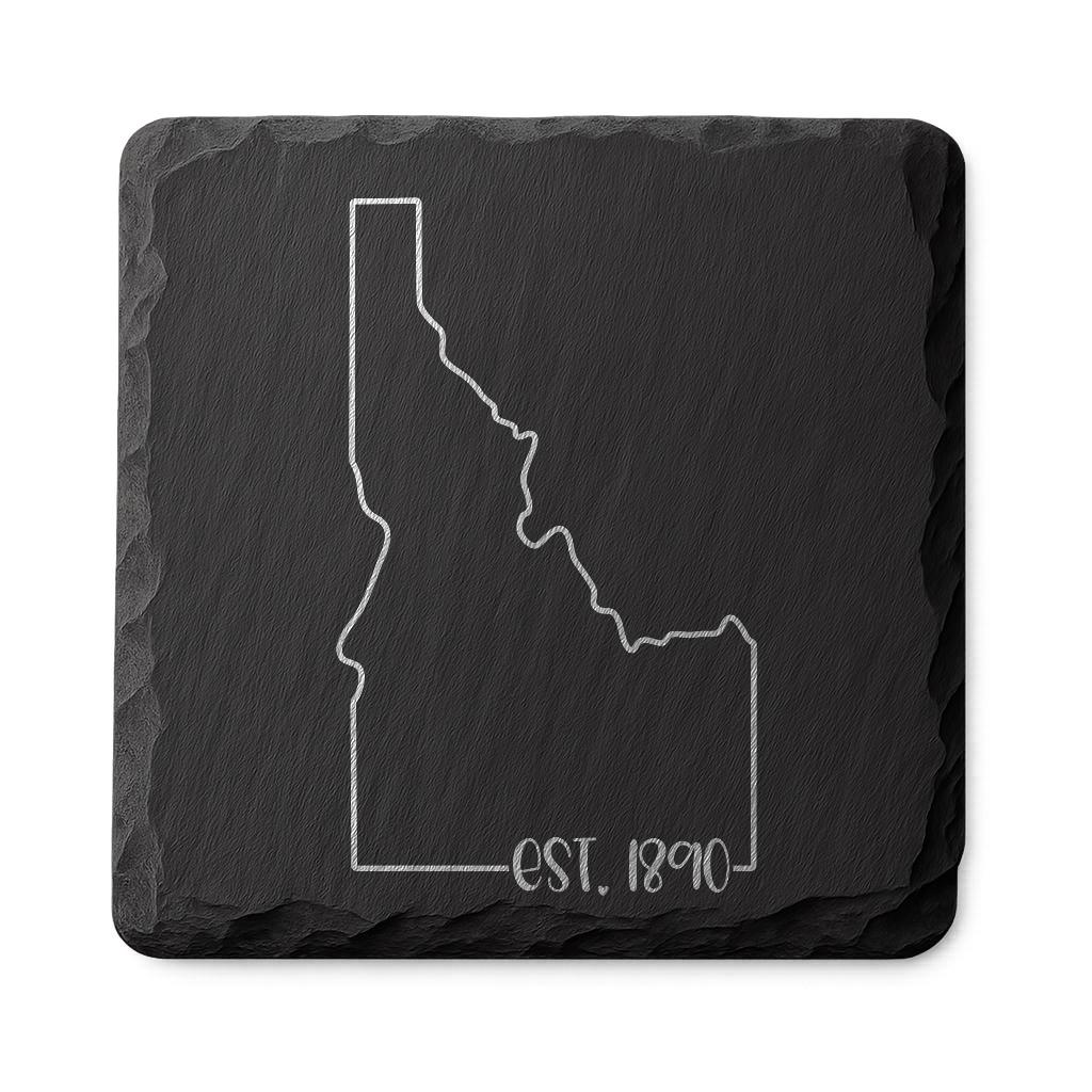 Idaho Slate Coasters 4x4 Laser Engraved Stone Drink Coasters Idaho Home Decor Gem State Established 1890 Gift