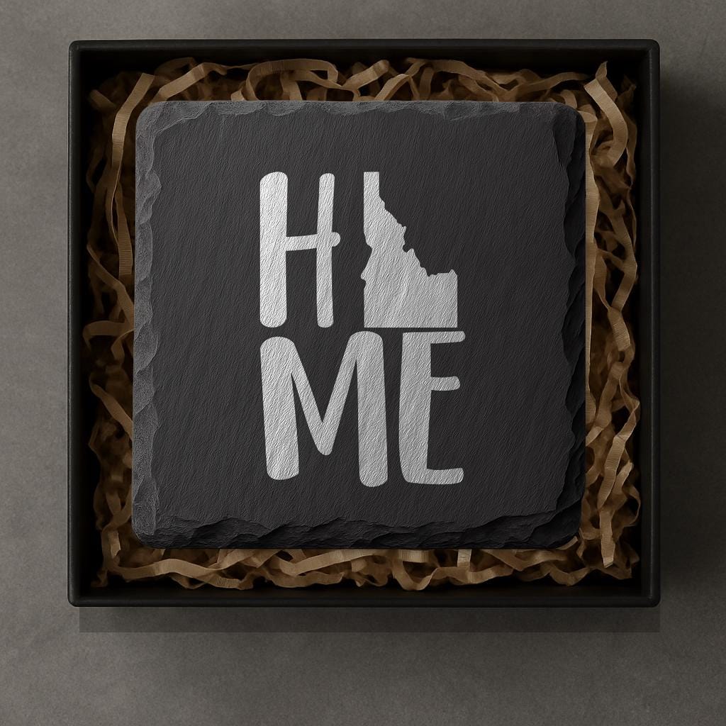 Idaho Slate Coasters 4x4 Laser Engraved Stone Drink Coasters Idaho Home Decor Gem State Established 1890 Gift
