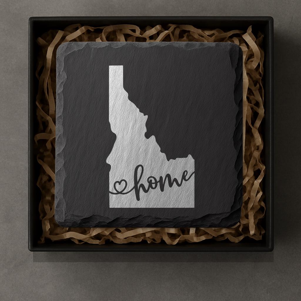 Idaho Slate Coasters 4x4 Laser Engraved Stone Drink Coasters Idaho Home Decor Gem State Established 1890 Gift