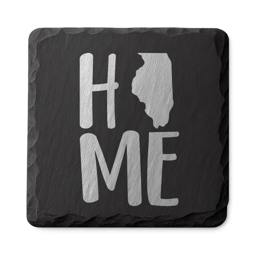Illinois Slate Coasters 4x4 Laser Engraved Stone Drink Coasters Illinois Home Decor Prairie State Established 1818 Gift