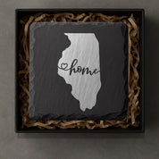 Illinois Slate Coasters 4x4 Laser Engraved Stone Drink Coasters Illinois Home Decor Prairie State Established 1818 Gift