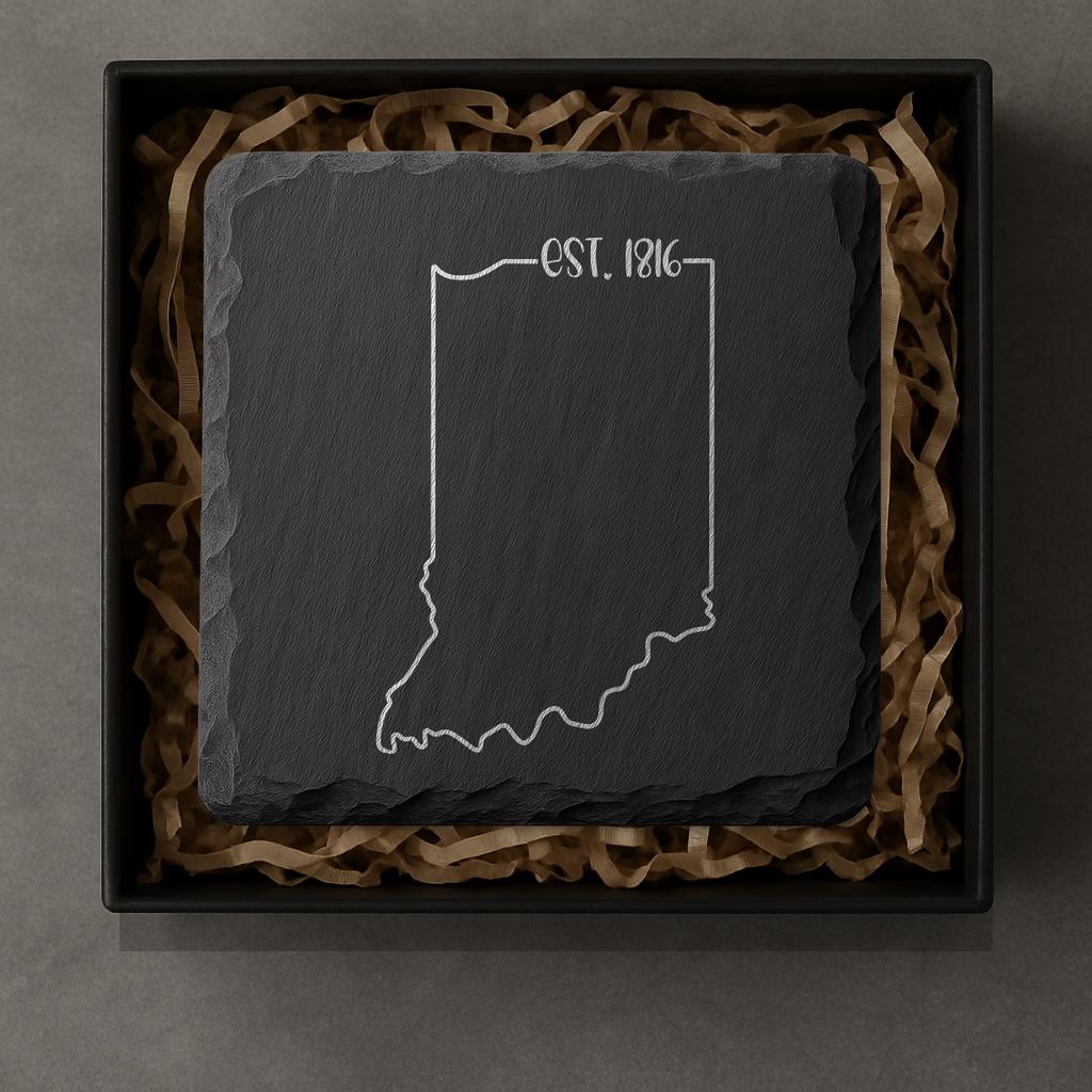 Indiana Slate Coasters 4x4 Laser Engraved Stone Drink Coasters Indiana Home Decor Hoosier State Established 1816 Gift
