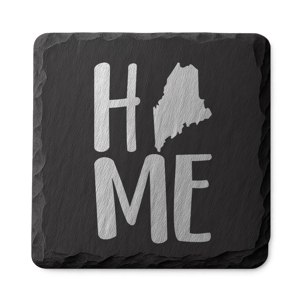 Maine Slate Coasters 4x4 Laser Engraved Stone Drink Coasters Maine Home Décor Pine Tree State Established 1820 Gift