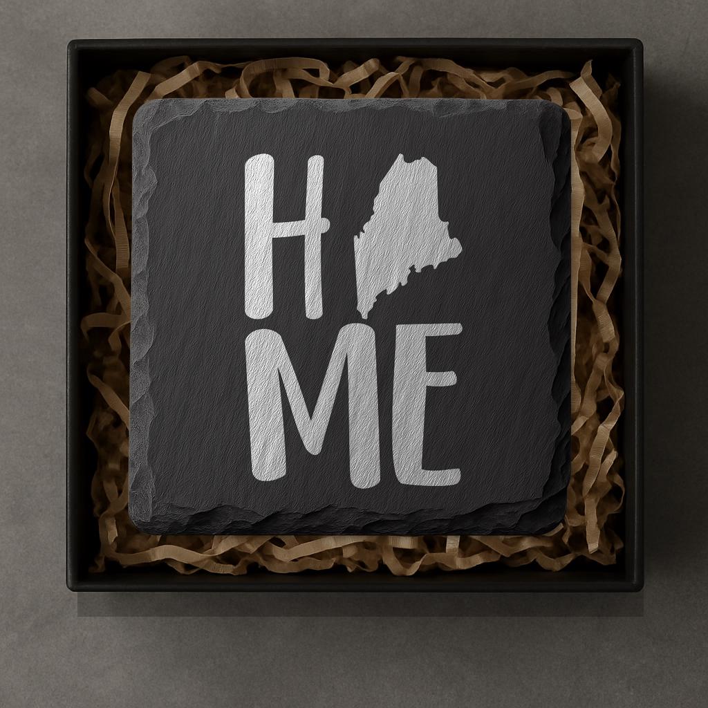 Maine Slate Coasters 4x4 Laser Engraved Stone Drink Coasters Maine Home Décor Pine Tree State Established 1820 Gift