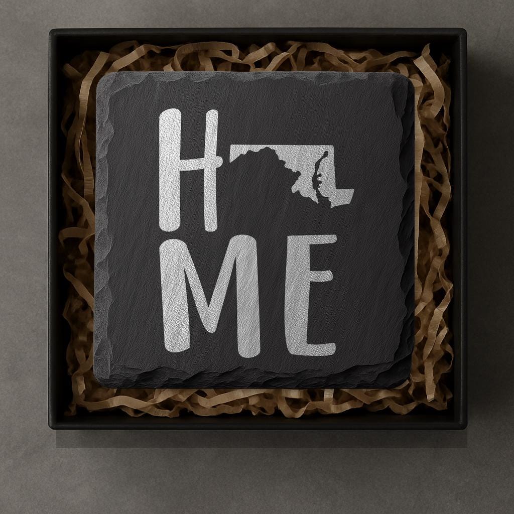 Maryland Slate Coasters 4x4 Laser Engraved Stone Drink Coasters Maryland Home Décor Old Line State Established 1788 Gift