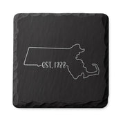Massachusetts Slate Coasters 4x4 Laser Engraved Stone Drink Coasters Massachusetts Home Décor Bay State Established 1788 Gift