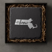 Massachusetts Slate Coasters 4x4 Laser Engraved Stone Drink Coasters Massachusetts Home Décor Bay State Established 1788 Gift