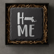 Massachusetts Slate Coasters 4x4 Laser Engraved Stone Drink Coasters Massachusetts Home Décor Bay State Established 1788 Gift