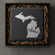 Michigan Slate Coasters 4x4 Laser Engraved Stone Drink Coasters Michigan Home Décor Great Lakes State Established 1837 Gift