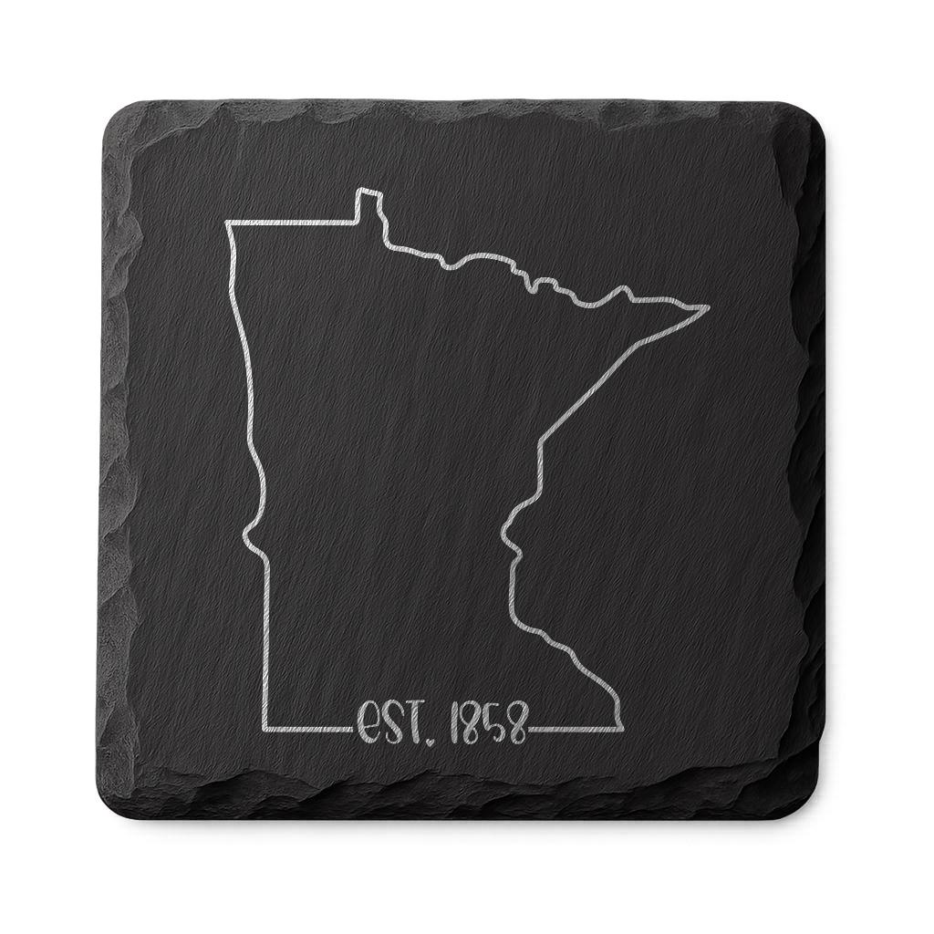 Minnesota Slate Coasters 4x4 Laser Engraved Stone Drink Coasters Minnesota Home Décor North Star State Established 1858 Gift