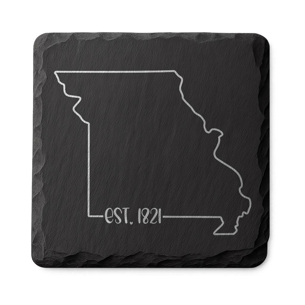 Missouri Slate Coasters 4x4 Laser Engraved Stone Drink Coasters Missouri Home Décor Show Me State Established 1821 Gift