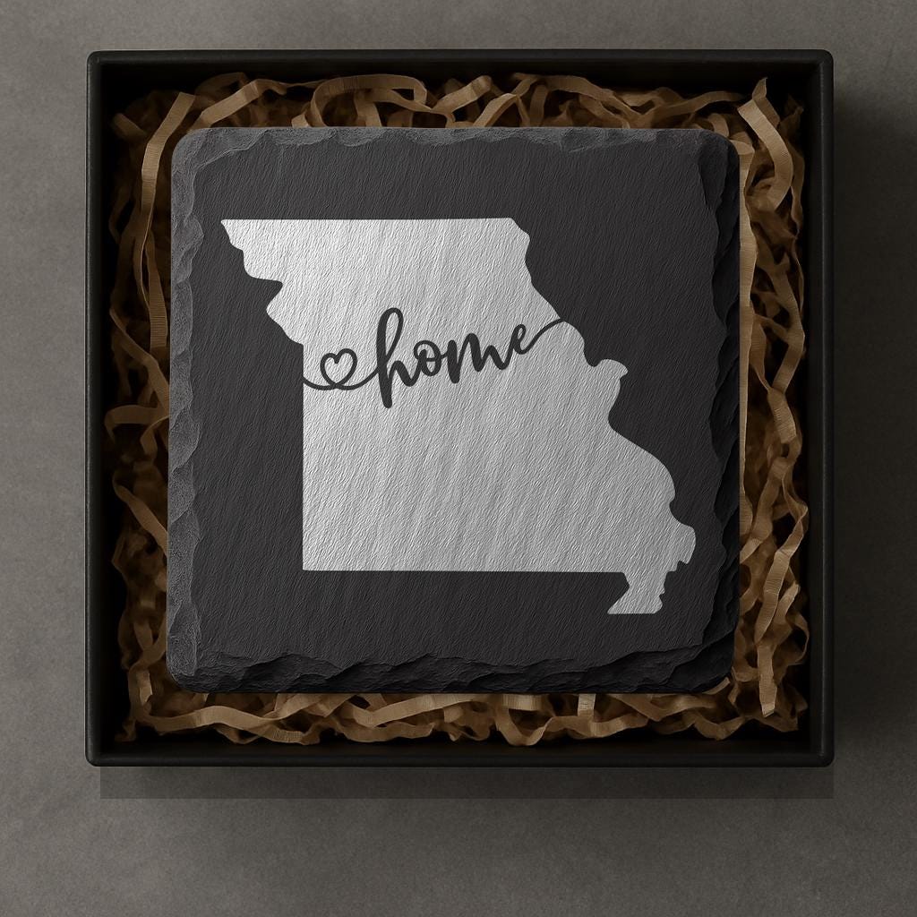 Missouri Slate Coasters 4x4 Laser Engraved Stone Drink Coasters Missouri Home Décor Show Me State Established 1821 Gift