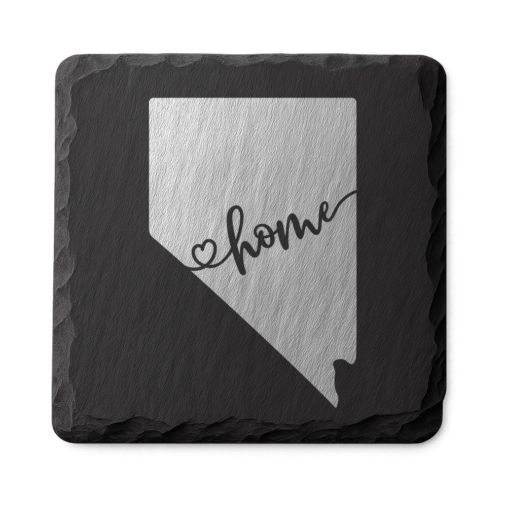Nevada Slate Coasters 4x4 Laser Engraved Stone Drink Coasters Nevada Home Décor Silver State Established 1864 Gift
